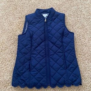 Crown & Ivy Blue Quilted Scalloped Vest Size M
